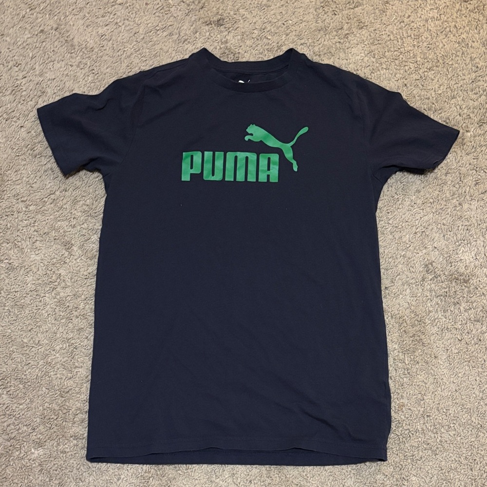 Puma Dark Blue Tee with Vibrant Green Logo